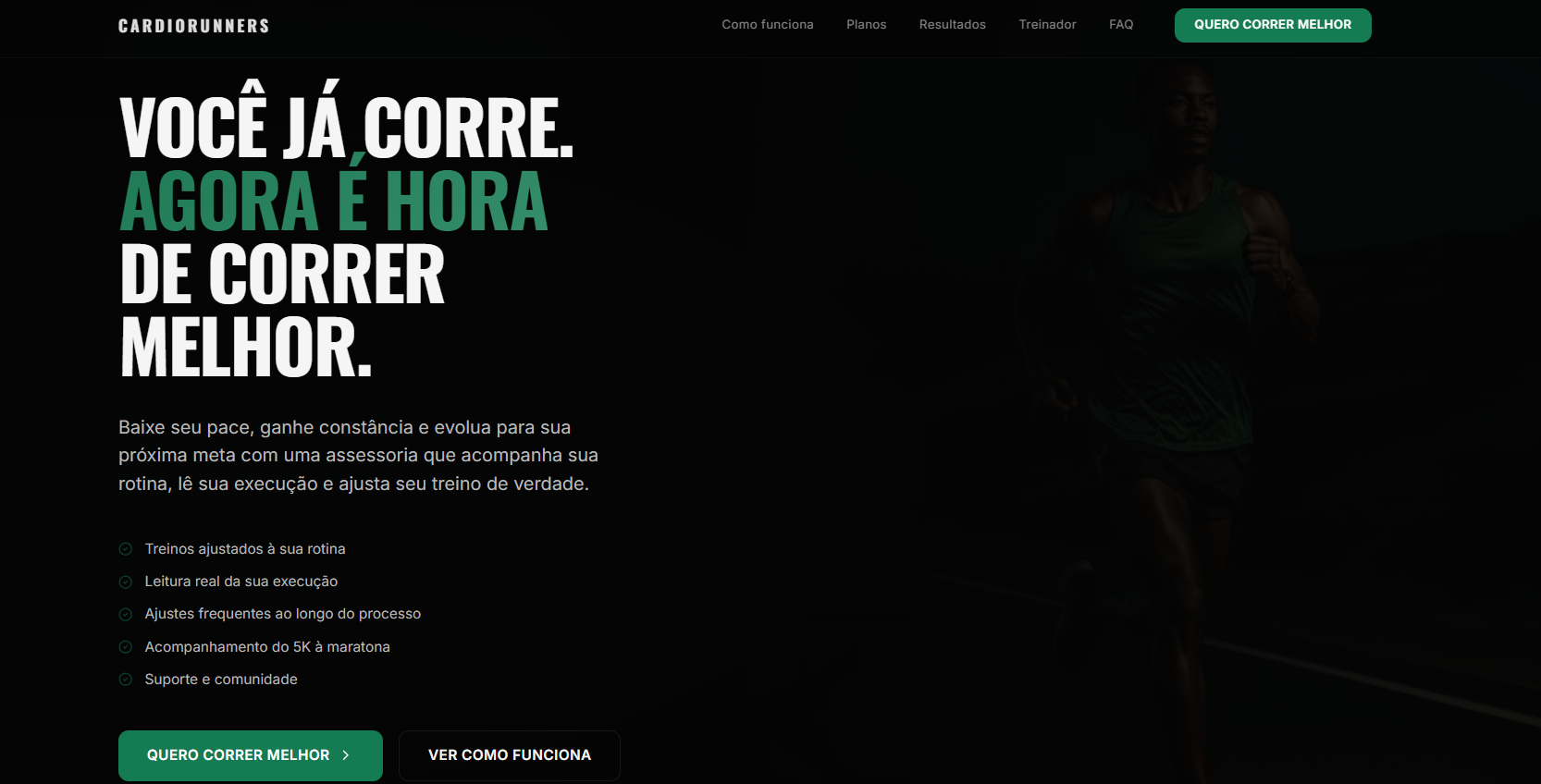 Landing page preview CardioRunners