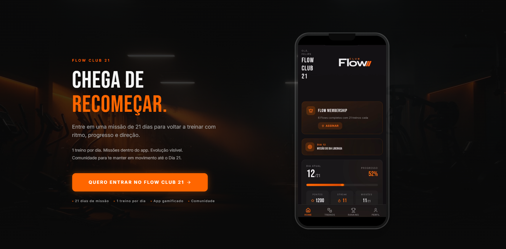 Landing page preview Flow Club 21